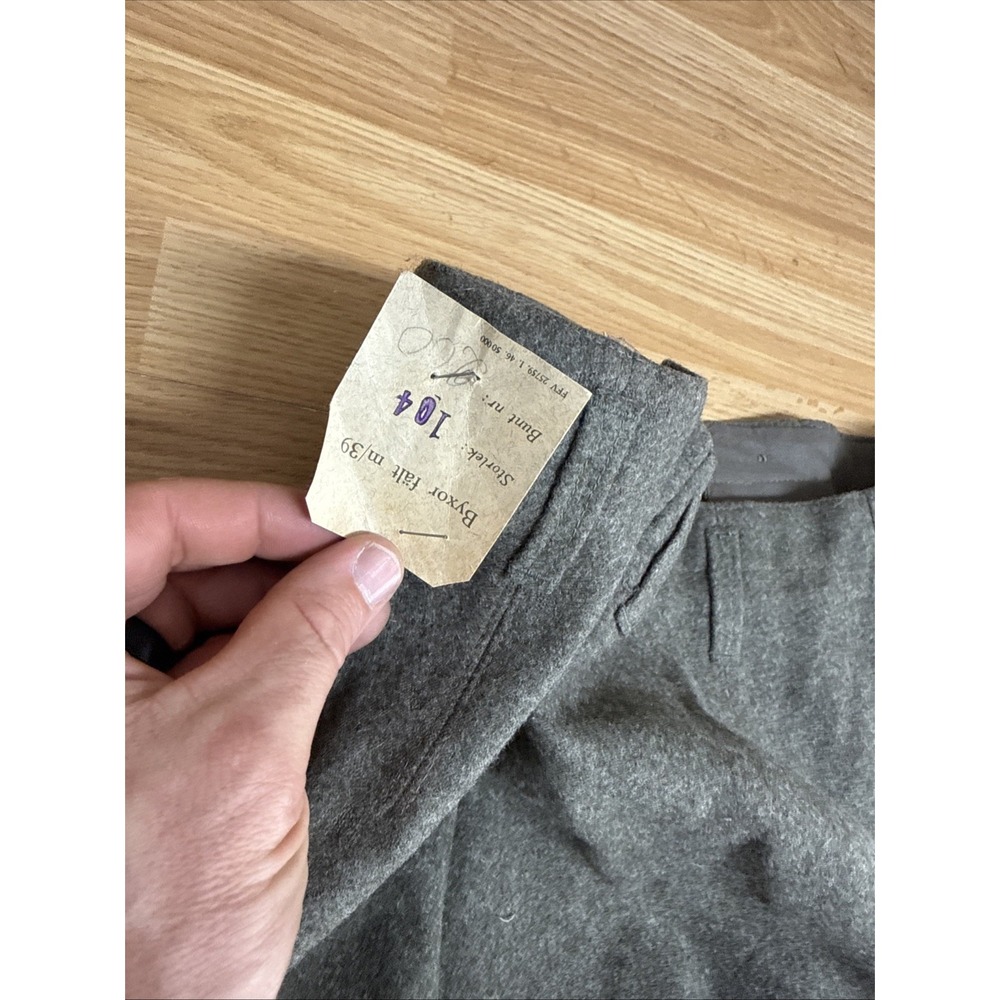 Vintage M39 WW2 40s 1946 Swedish Army Gray Wool Cargo Trousers Pants 34x33 - Picture 10 of 11
